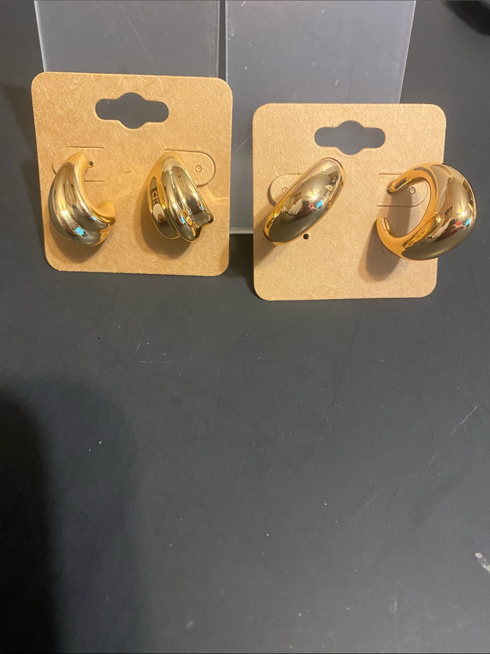 Gold Tone Chunky Hoop Earrings - Women Jewelry